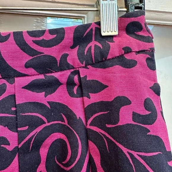 Boden A-Line Sophia Pleated Knee Length Purple Navy Damask  Skirt Size 6L Long - Picture 3 of 10